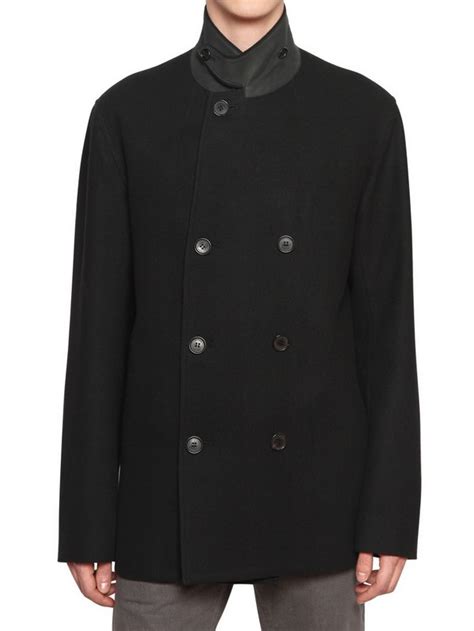 dior pea coat black men